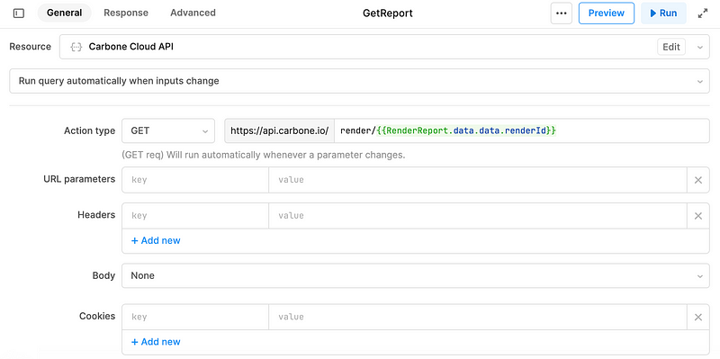 GetReport configuration