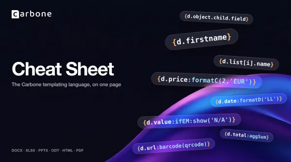 Carbone Templating Cheat Sheet