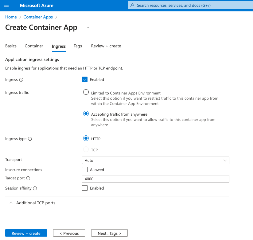 Service creation step 5