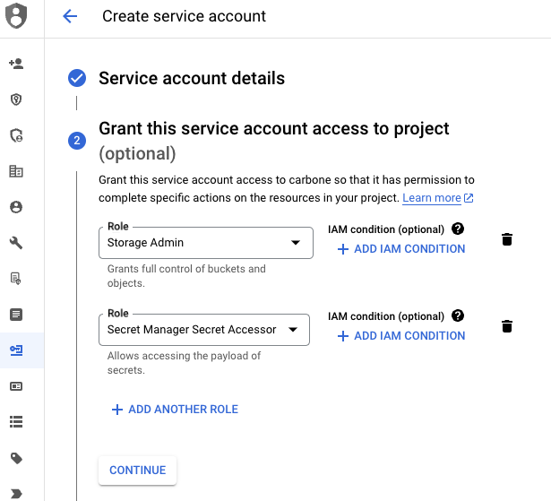 Service Account creation step 3