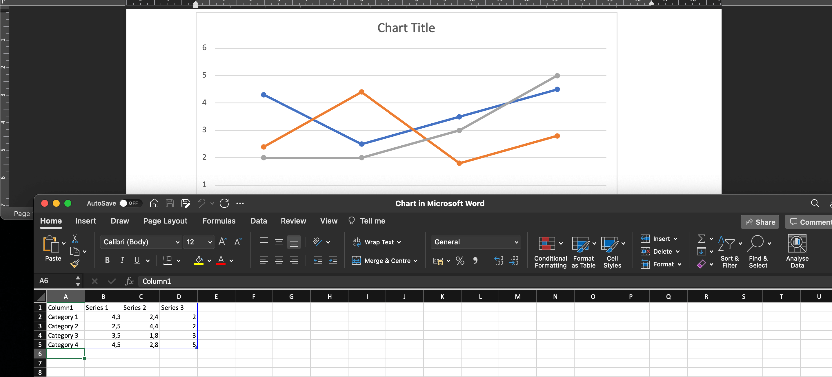 Tutorial insert charts with MS Word