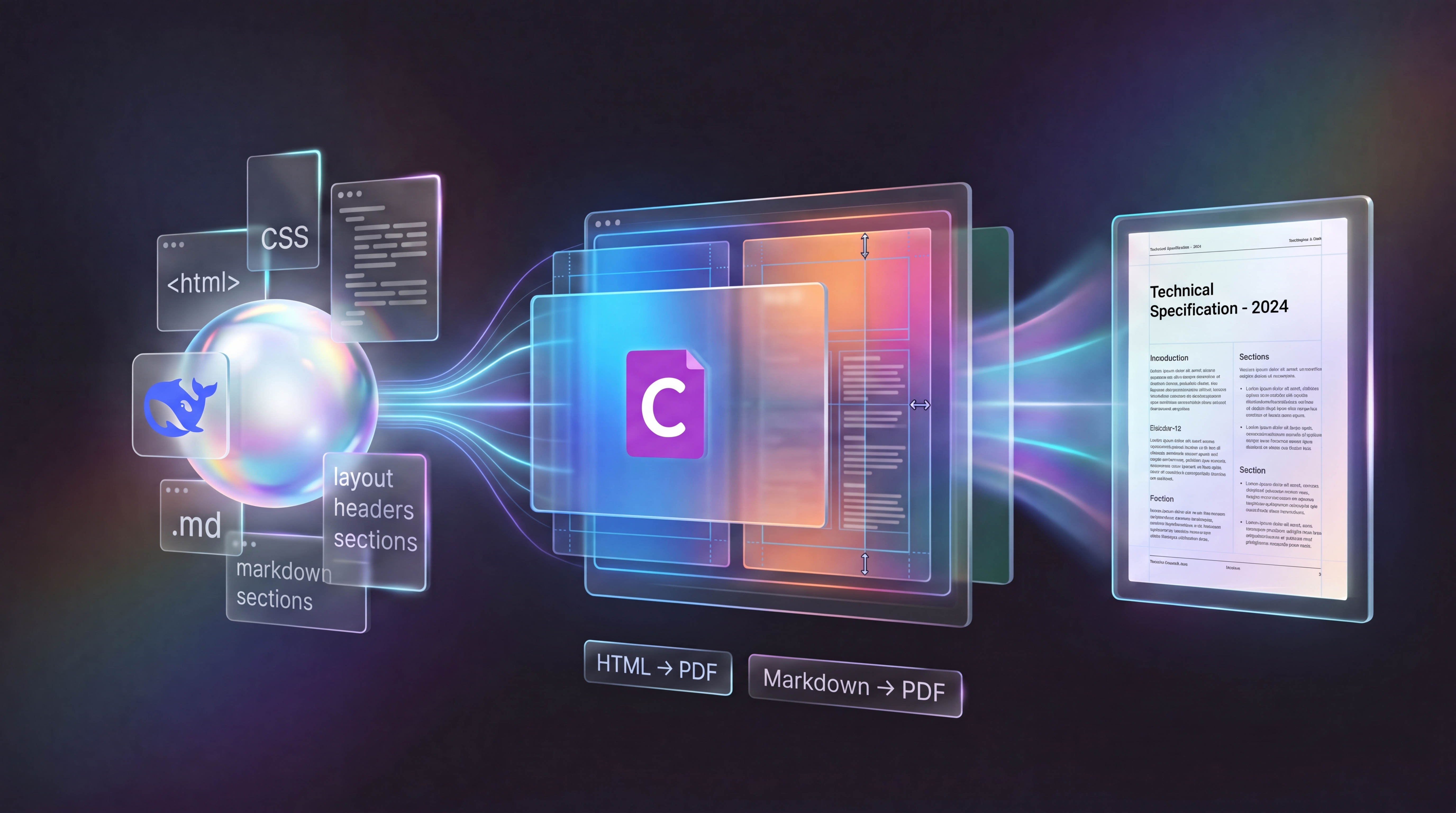 DeepSeek to PDF: turn HTML or Markdown into a polished document illustration